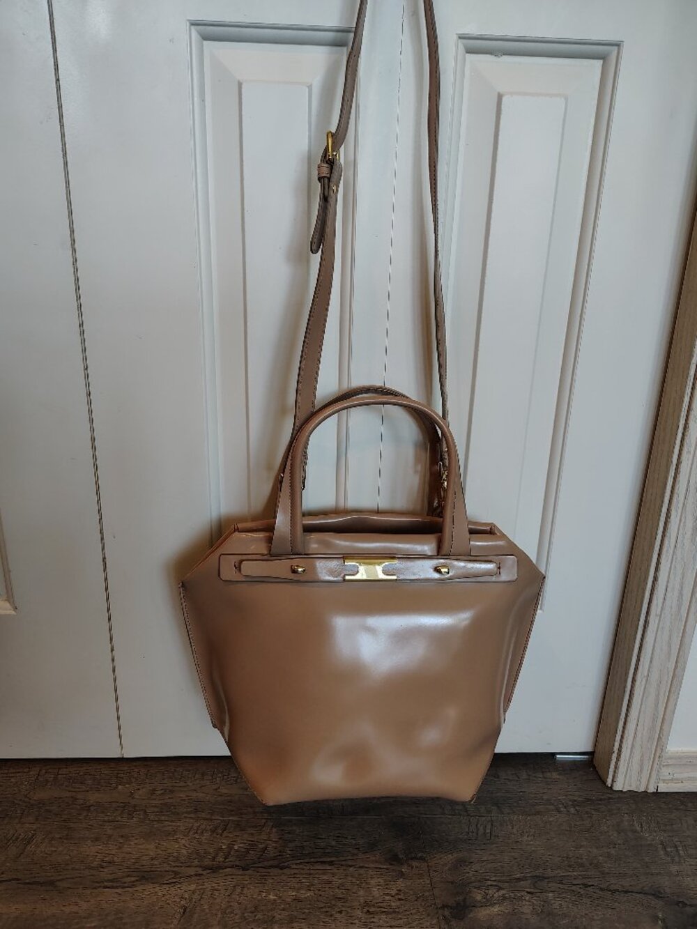 NICOLI Italian-made Glossy Leather Satchel